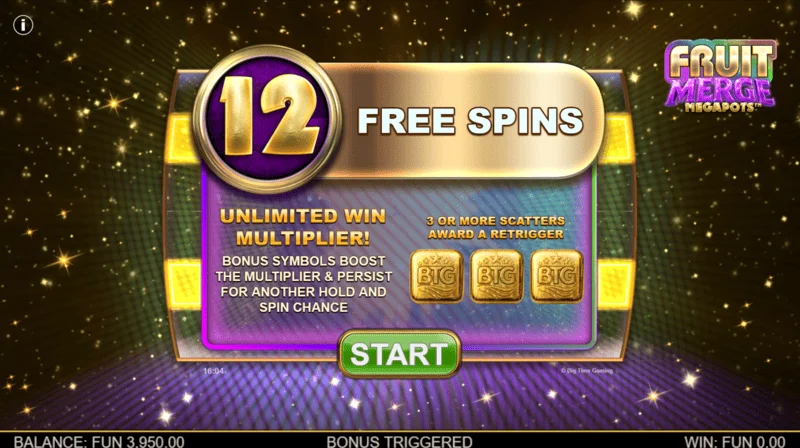 Fruit Merge Megapots - Free Spins indítása